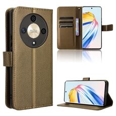Custodia per telefono in pelle con texture diamante per Honor X9b 5G (marrone)