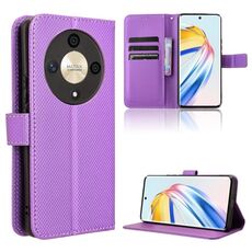Custodia per telefono in pelle con texture diamante per Honor X9b 5G (viola)
