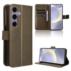 Per Samsung Galaxy S24 5G Custodia in pelle con texture diamante (marrone)