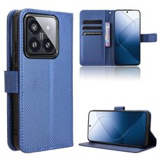 Per la custodia del telefono in pelle con texture diamante Xiaomi 14 (blu)