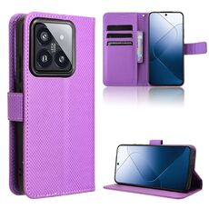 Per la custodia del telefono in pelle con texture diamante Xiaomi 14 (viola)