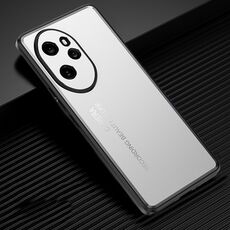 Custodia per telefono in metallo satinato per Honor 100 Pro (argento)
