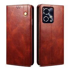 Custodia per telefono in pelle con texture Crazy Horse per cera d'olio per Honor 90 GT (marrone)