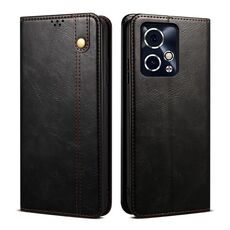 Custodia per telefono in pelle con texture Crazy Horse per cera d'olio per Honor 90 GT (nera)