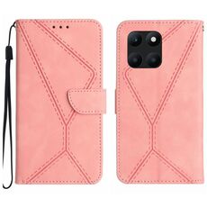 Custodia per telefono in pelle goffrata con cuciture per Honor X8b (rosa)