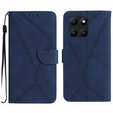 Custodia per telefono in pelle goffrata con cuciture per Honor X8b (blu)
