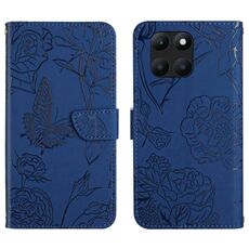 Per Honor X8b HT03 Custodia per cellulare in pelle con vibrazione a farfalla in rilievo Skin Feel (blu)