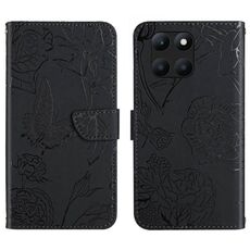 Per Honor X8b HT03 Custodia per cellulare in pelle con vibrazione a farfalla in rilievo Skin Feel (nera)