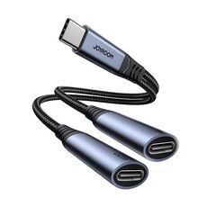 JOYROOM SY-C03 Cavo adattatore audio 2 in 1 da USB-C/Tipo-C a doppio USB-C/Tipo-C (nero)