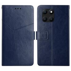 Custodia per cellulare in pelle con motivo a forma di Y per Honor X8b (blu)
