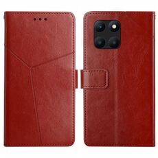 Custodia per cellulare in pelle con motivo a forma di Y per Honor X8b (marrone)