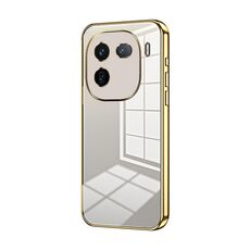 Per vivo iQOO 12 Pro Custodia per telefono con foro sottile con placcatura trasparente (oro)