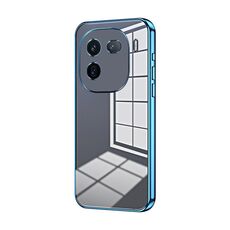 Per vivo iQOO 12 Pro Custodia per telefono con foro sottile con placcatura trasparente (blu)