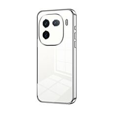 Per vivo iQOO 12 Pro Custodia per telefono con foro sottile con placcatura trasparente (Argento)