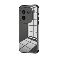 Per vivo iQOO 12 Pro Custodia per telefono con foro sottile con placcatura trasparente (nera)