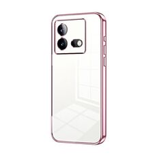 Per vivo iQOO Neo8 / Neo8 Pro Custodia per telefono con foro sottile con placcatura trasparente (rosa)