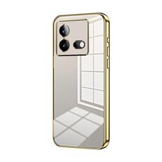 Per vivo iQOO Neo8 / Neo8 Pro Custodia per telefono con foro sottile con placcatura trasparente (Oro)