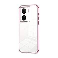 Per vivo iQOO Z7x Custodia per telefono con foro sottile con placcatura trasparente (rosa)