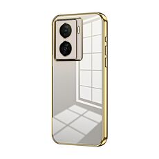 Per vivo iQOO Z7x Custodia per telefono con foro sottile con placcatura trasparente (oro)