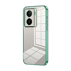 Per vivo iQOO Z7x Custodia per telefono con foro sottile con placcatura trasparente (verde)