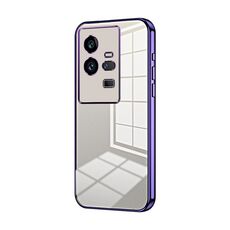 Per vivo iQOO 11 Pro Custodia per telefono con foro sottile con placcatura trasparente (viola)