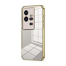 Per vivo iQOO 11 Pro Custodia per telefono con foro sottile con placcatura trasparente (oro)