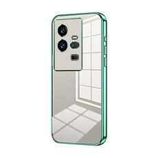 Per vivo iQOO 11 Pro Custodia per telefono con foro sottile con placcatura trasparente (verde)