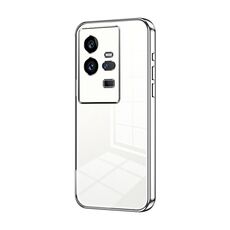 Per vivo iQOO 11 Pro Custodia per telefono con foro sottile con placcatura trasparente (Argento)