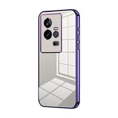 Per vivo iQOO 11 Custodia per telefono con foro sottile con placcatura trasparente (viola)