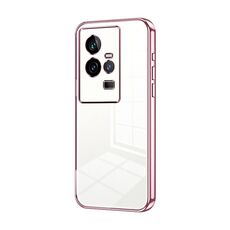 Per vivo iQOO 11 Custodia per telefono con foro sottile con placcatura trasparente (rosa)