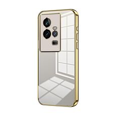 Per vivo iQOO 11 Custodia per telefono con foro sottile con placcatura trasparente (oro)