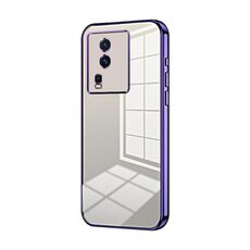 Per vivo iQOO Neo7 Custodia per telefono con foro sottile con placcatura trasparente (viola)