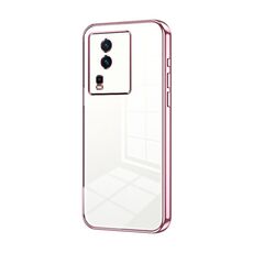 Per vivo iQOO Neo7 Custodia per telefono con foro sottile con placcatura trasparente (rosa)