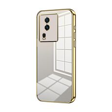 Per vivo iQOO Neo7 Custodia per telefono con foro sottile con placcatura trasparente (oro)