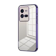 Per vivo iQOO 10 Pro Custodia per telefono con foro sottile con placcatura trasparente (viola)
