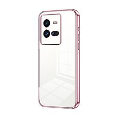 Per vivo iQOO 10 Pro Custodia per telefono con foro sottile con placcatura trasparente (rosa)