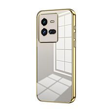 Per vivo iQOO 10 Pro Custodia per telefono con foro sottile con placcatura trasparente (oro)