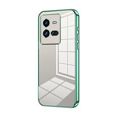 Per vivo iQOO 10 Pro Custodia per telefono con foro sottile con placcatura trasparente (verde)