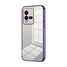 Per vivo iQOO 10 Custodia per telefono con foro sottile con placcatura trasparente (viola)