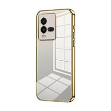 Per vivo iQOO 10 Custodia per telefono con foro sottile con placcatura trasparente (oro)