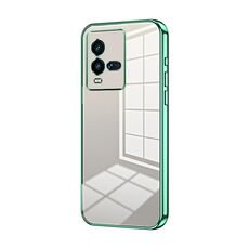 Per vivo iQOO 10 Custodia per telefono con foro sottile con placcatura trasparente (verde)
