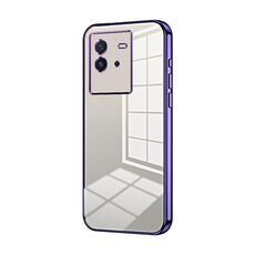 Per vivo iQOO Neo6 Custodia per telefono con foro fine con placcatura trasparente (viola)