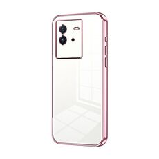 Per vivo iQOO Neo6 Custodia per telefono con foro sottile con placcatura trasparente (rosa)