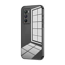 Per vivo iQOO Neo5 S / iQOO 9 SE Custodia per telefono con foro sottile con placcatura trasparente (Nero)