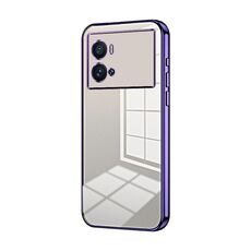 Per vivo iQOO 9 Pro Custodia per telefono con foro sottile con placcatura trasparente (viola)