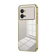 Per vivo iQOO 9 Pro Custodia per telefono con foro sottile con placcatura trasparente (oro)
