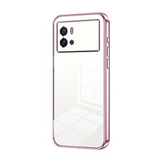 Per vivo iQOO 9 Custodia per telefono con foro sottile con placcatura trasparente (rosa)