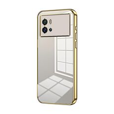 Per vivo iQOO 9 Custodia per telefono con foro sottile con placcatura trasparente (oro)