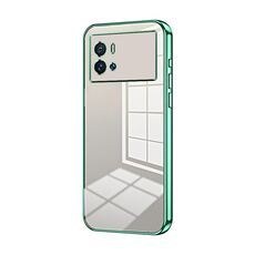 Per vivo iQOO 9 Custodia per telefono con foro sottile con placcatura trasparente (verde)