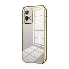 Per vivo iQOO U5 Custodia per telefono con foro sottile con placcatura trasparente (oro)
